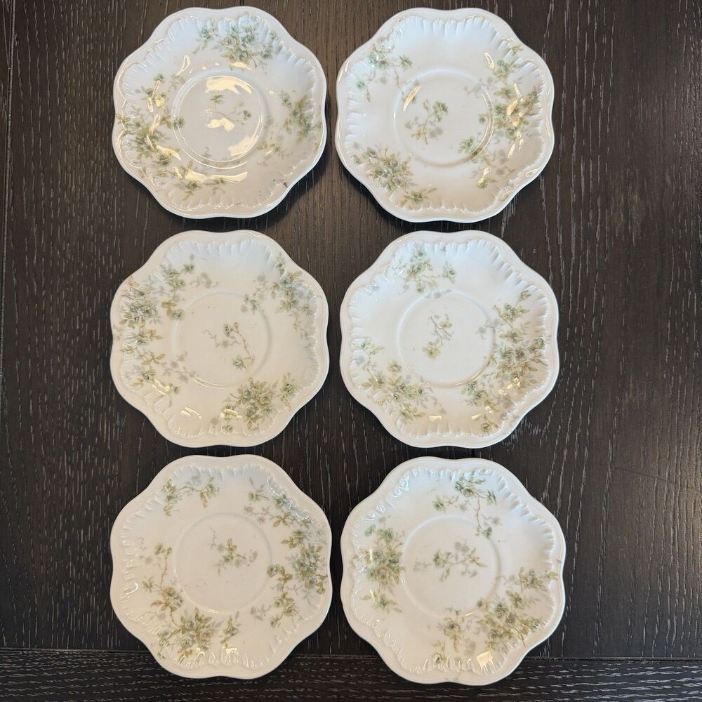 Set Of 6 Theodore Haviland For Simmons Hardware Co. St. Louis Saucers Scalloped